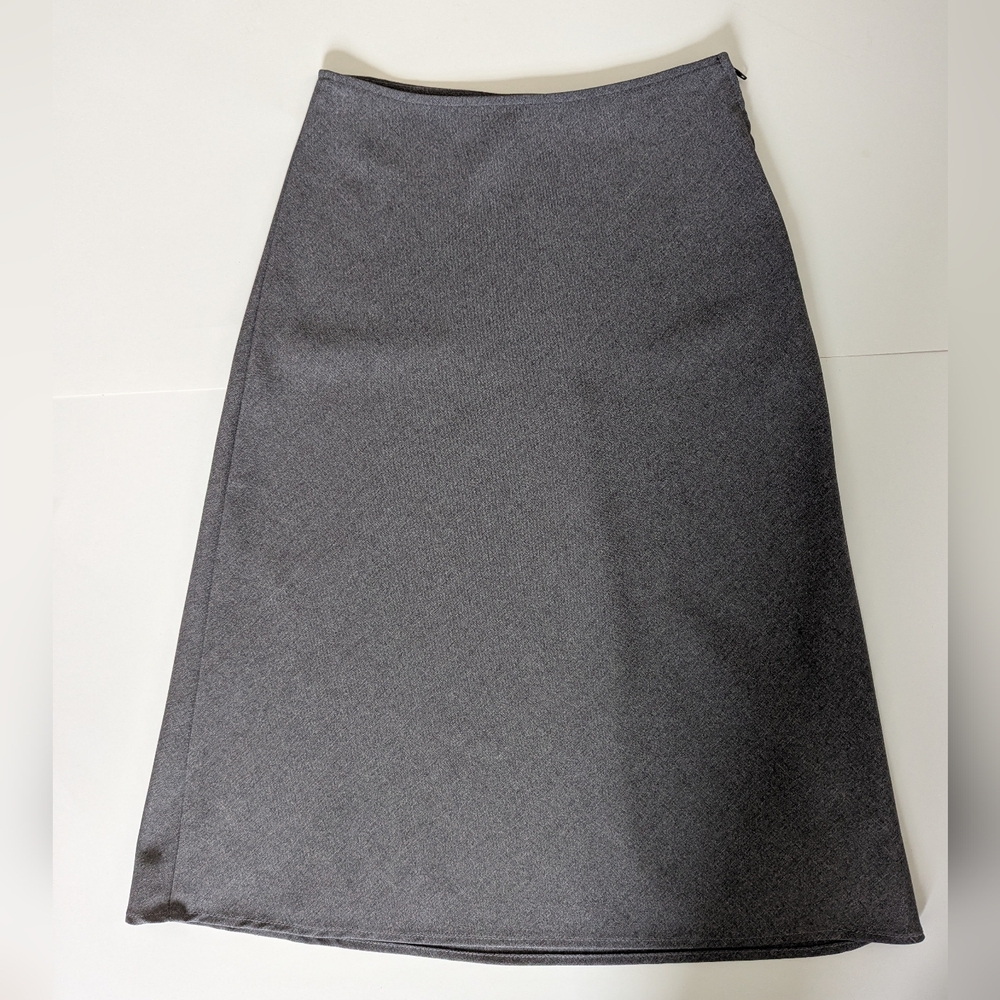 Pandora Gray Midi A-Line Skirt for Work